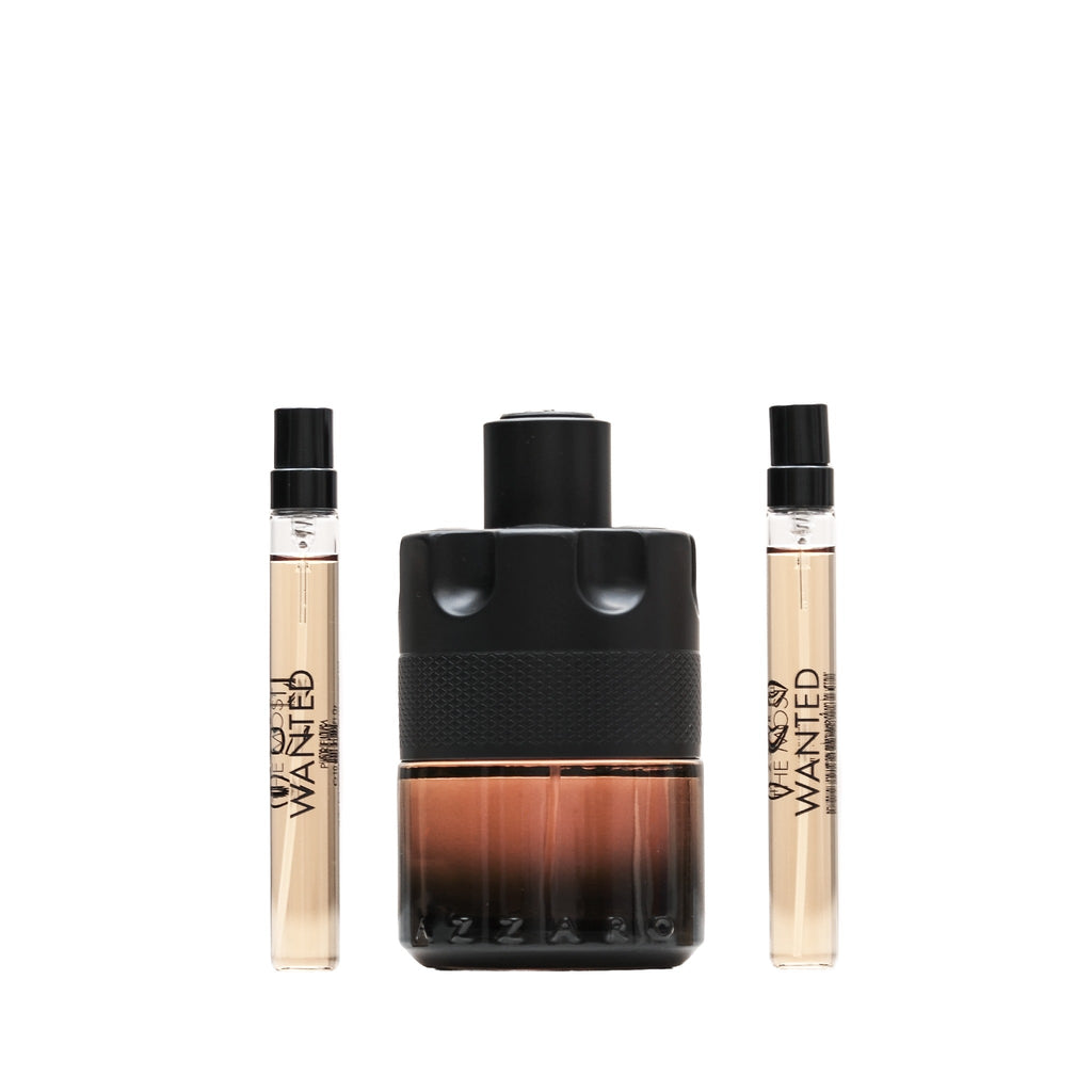 The Most Wanted 3.4 oz Parfum alongside 2 miniature vials.