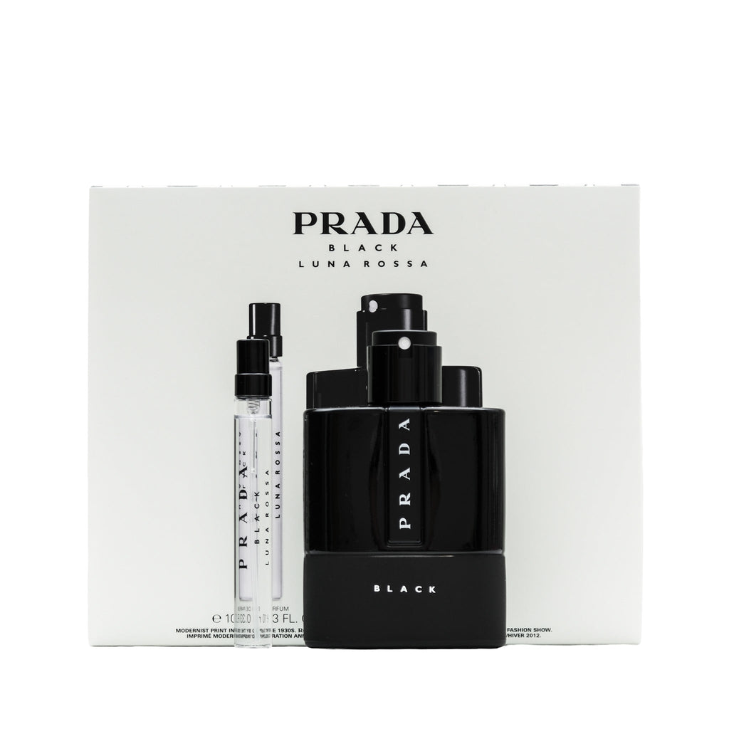 Luna Rossa Black Eau de Parfum of a 3.4 oz. size and a smaller 0.33 oz. size with box.
