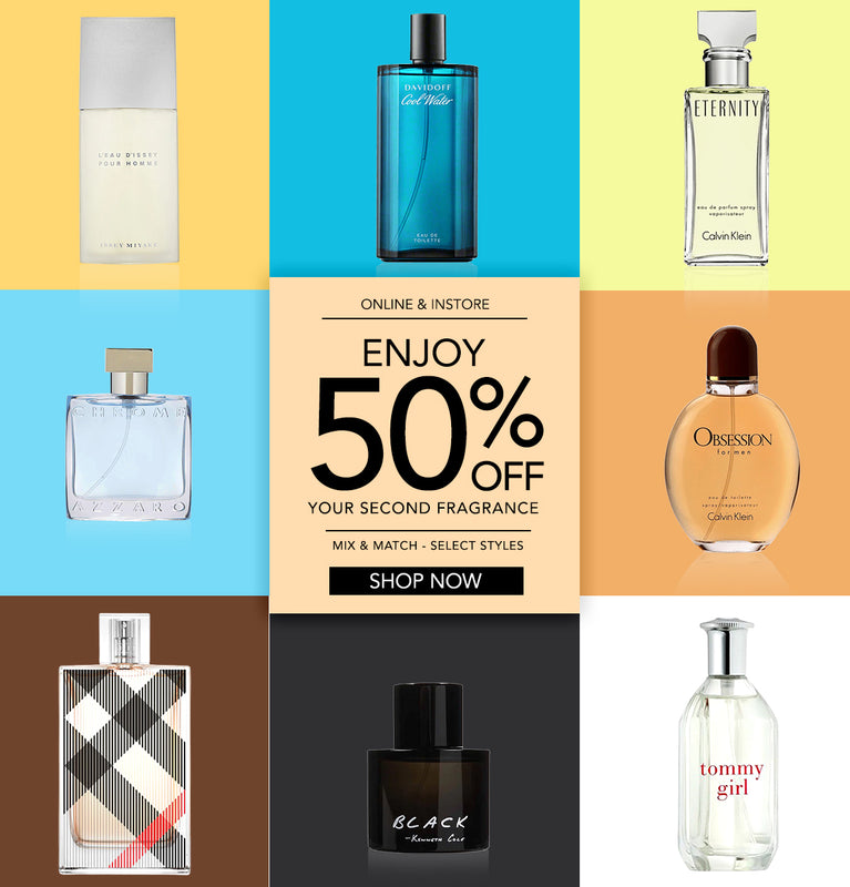 Online & Instore. Enjoy 50% Off Your Second Fragrances. Mix and Match Select Styles. Shop Now
