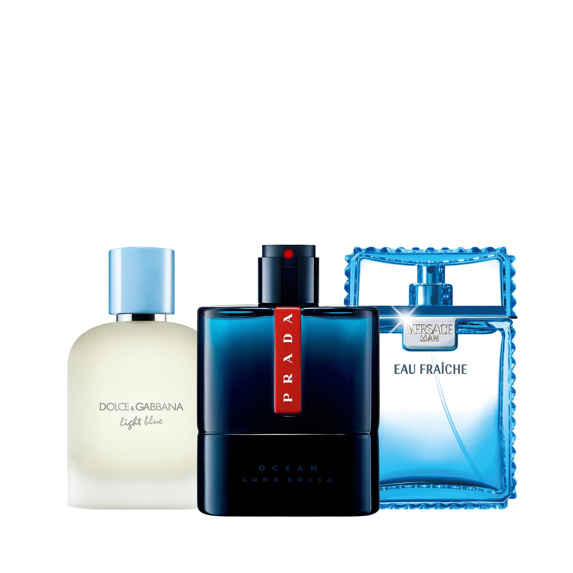 Light Blue by Dolce and Gabbana, Luna Rossa Ocean by Prada, and Eau Fraiche by Versace, Product image 1