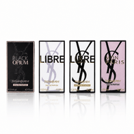 YSL 4-Piece Mini Gift Set with Black Opium EDP, Libre EDP, Libre Intense EDP, and Mon Paris EDP at 0.25 oz. each.