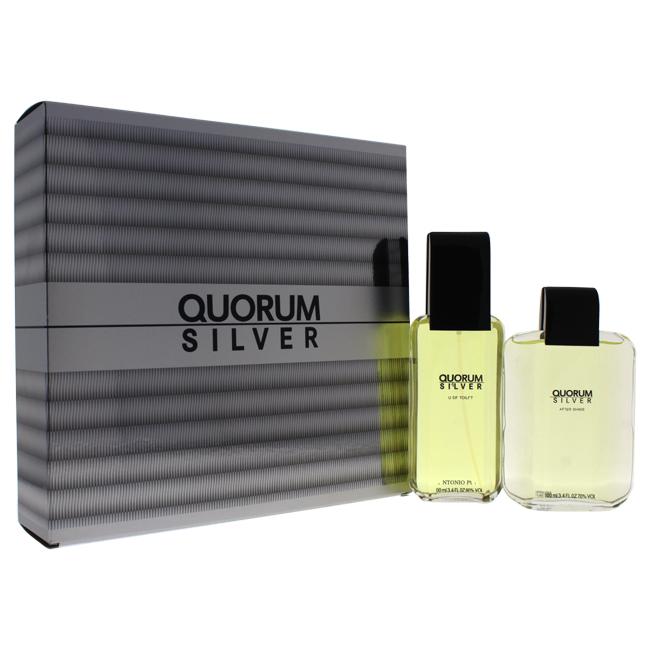 Quorum Silver by Antonio Puig for Men - 2 Pc Gift Set