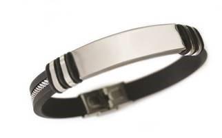 Men’s Rubber and Stainless Steel Bracelet, Product image 1