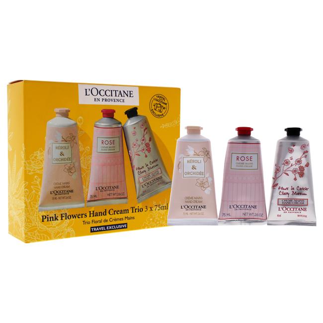 Pink Flowers Hand Cream Trio by LOccitane for Unisex - 3 x 2.6 oz Pivoine Flora Hand Cream, Roses et Reines Hand & Nail Cream, Cherry Blossom Hand Cream, Product image 1