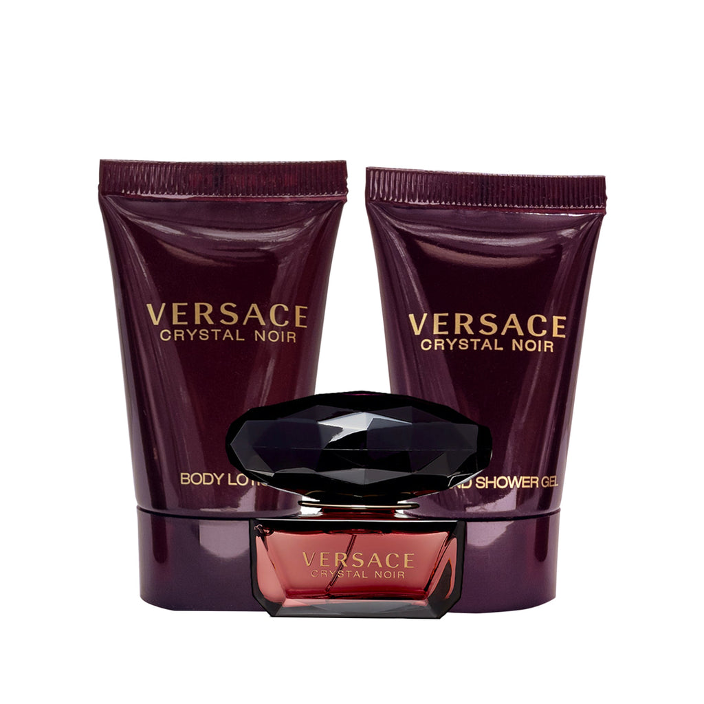 Versace Crystal Noir by Versace for Women - 3 Pc Mini Gift Set 5ml EDT Splash, 0.8oz Bath and Shower